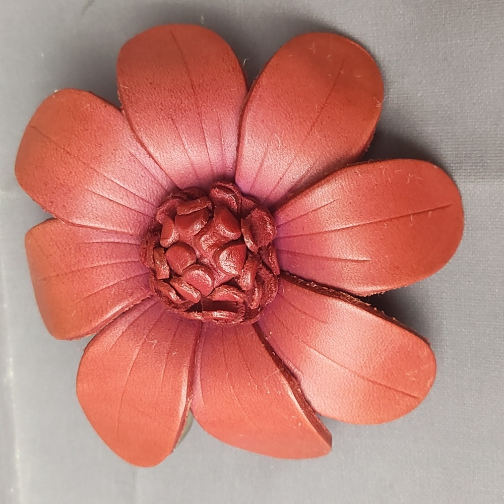 Handcrafted leather flower 3" hair clip